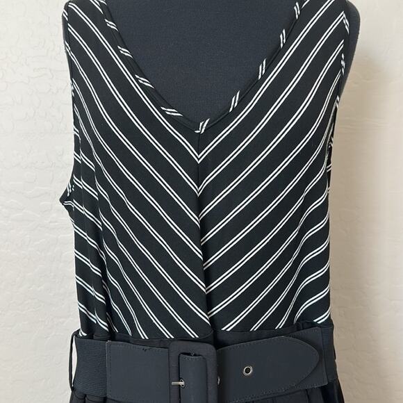 City Chic Ahoy Sailor Belted Fit Flare Dress Sleeveless Black White Nautical 20 - Picture 5 of 13
